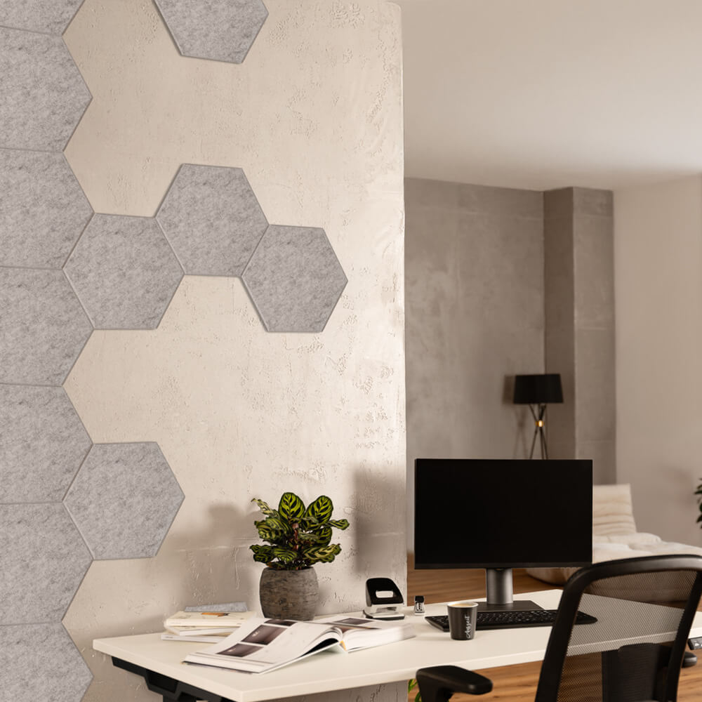 Akustikplatten Hexagon selbstklebend SILENT - 5er Set Hellgrau – Bild 4
