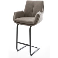 Barstuhl Clea-Flex Strukturstoff Soft Taupe Freischwinger Flach Metall Schwarz