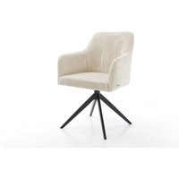 Esszimmerstuhl Greg-Flex Cord Beige Kreuzgestell breit Schwarz Taschenfederkern
