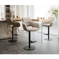 Barstuhl Yago-Flex Materialmix Mikrofaser Schlamm / Bouclé Schlamm Drehfußhöhenverstellbar Metall Schwarz drehbar Taschenfederkern
