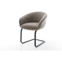 Freischwinger Vinka-Flex mit Armlehnen Strukturstoff Soft Taupe Freischwinger flach Schwarz Taschenfederkern