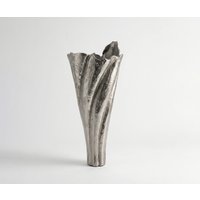 Vase Flamara B33 x T29 x H74 cm Aluminium Platin Handgemacht