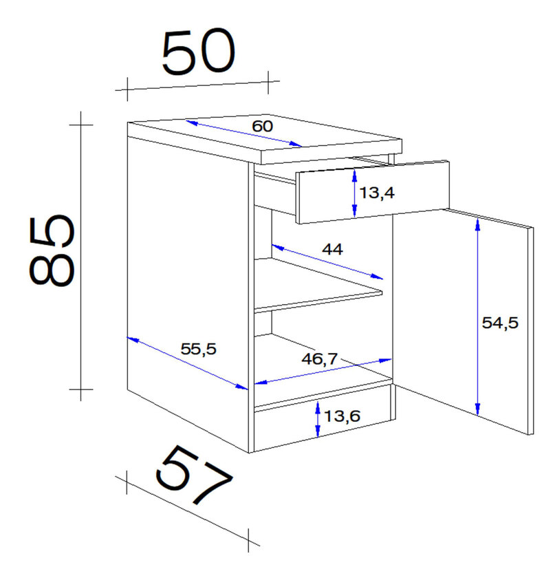 Unterschrank Wito Weiß ca. 50x85x57cm – Bild 3