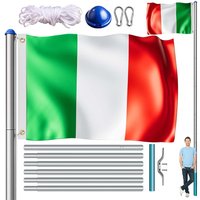 monzana® Fahnenmast Alu 650cm mit Italien-Flagge