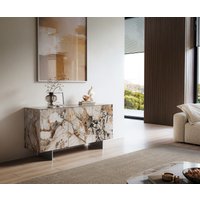 Sideboard Cuor 150 cm Keramik Patagonia Poliert 3 Türen Fuß Schwebeoptik Edelstahl