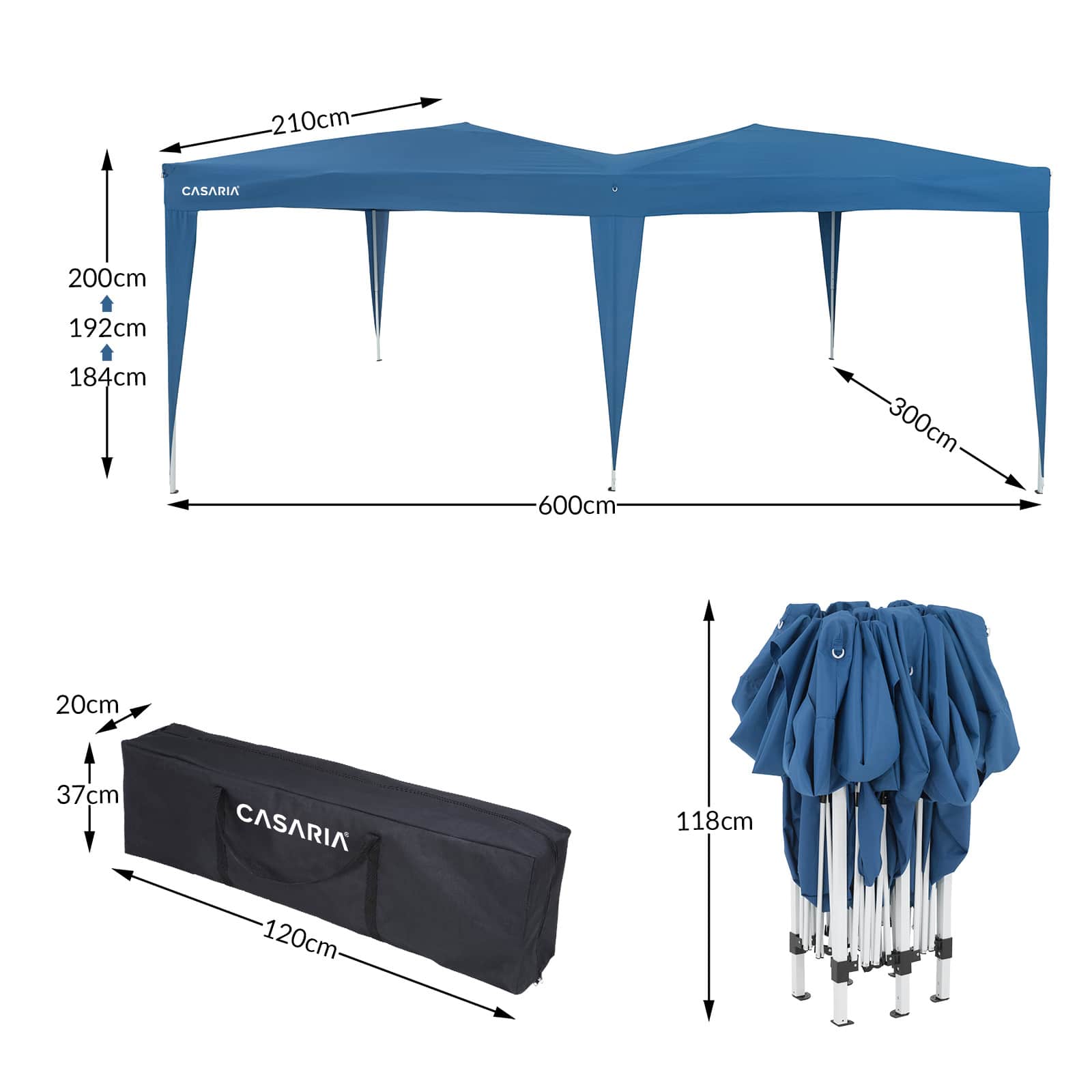 Deuba Faltpavillon Blau 3x6m UV-Schutz 50 – Bild 3
