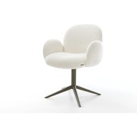 Drehstuhl Nube-Flex mit Armlehnen Bouclé Soft Beige Fußkreuz Effektfinish Titan 360 drehbar Wippfunktion Taschenfederkern