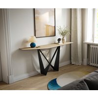 Konsolentisch Edge Polygonal 180x50 cm Keramik Laminam Sabbia Eichefarbig Spios Metall Schwarz