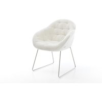 Esszimmerstuhl Gaio-Flex Bouclé Soft Beige Kufengestell Edelstahl