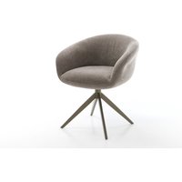 Drehstuhl Vinka-Flex mit Armlehnen Strukturstoff Soft Taupe Kreuzgestell breit Effektfinish Titan 360 drehbar Wippfunktion Taschenfederkern