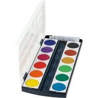 herlitz Deckfarbkasten ST12, 12 Farben, aus Kunststoff