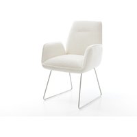 Esszimmerstuhl Zoa-Flex Bouclé Soft Beige Kufengestell Edelstahl Taschenfederkern