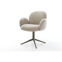 Drehstuhl Nube-Flex mit Armlehnen Webstoff Soft Beige Fußkreuz Effektfinish Titan 360 drehbar Wippfunktion Taschenfederkern