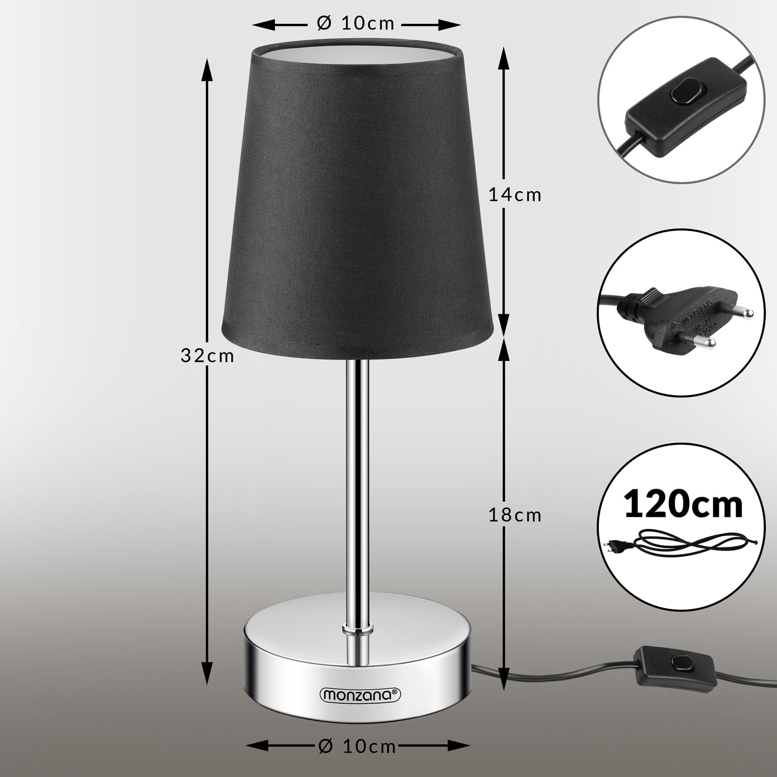 monzana Tischlampe Lumière Anthrazit 32x13x13cm – Bild 2