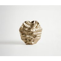 Vase Nerina B36 x T13 x H35 cm Aluminium Champagner Handgemacht