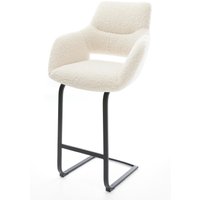 Barstuhl Yago-Flex Teddystoff Beige Freischwinger Flach Metall Schwarz Taschenfederkern