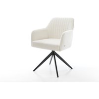 Drehstuhl Greg-Flex Bouclé Soft Beige Kreuzgestell breit Schwarz 360 drehbar Wippfunktion Taschenfederkern