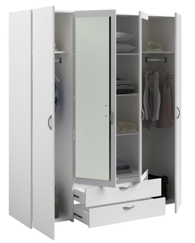 Parisot Kinder-Drehtürenschrank Daily 3 160 x 185 cm weiß – Bild 3
