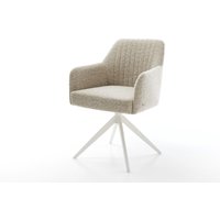 Drehstuhl Greg-Flex Webstoff Soft Beige Kreuzgestell breit Weiß 360 drehbar Wippfunktion Taschenfederkern – Bild 2
