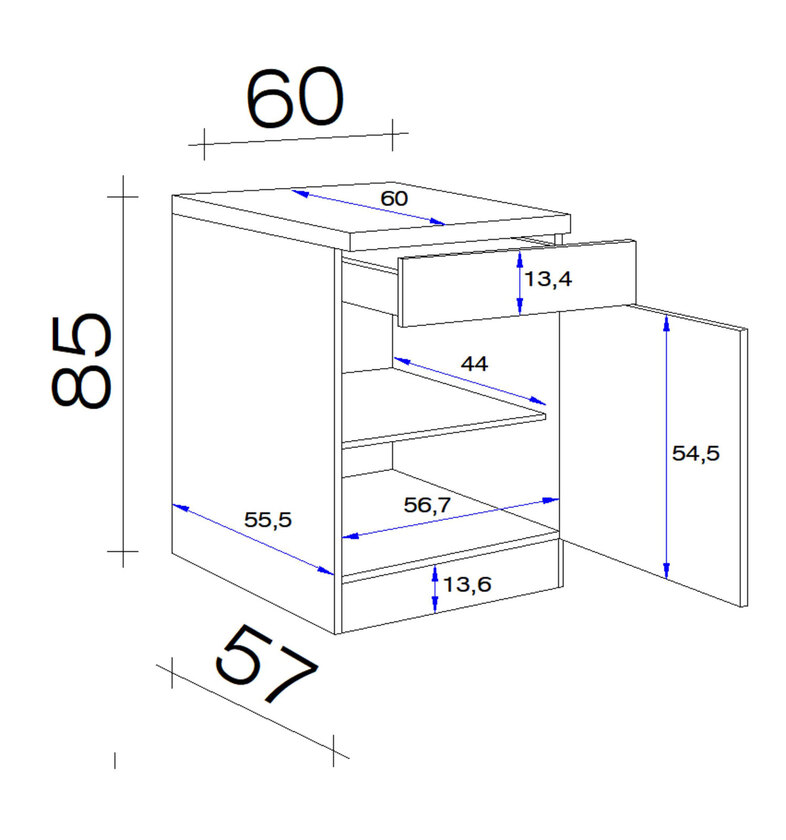 Flex-Well Lucca Unterschrank 60x85x57cm – Bild 6