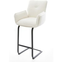 Barstuhl Nela-Flex Bouclé Soft Beige Freischwinger Flach Metall Schwarz