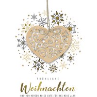 CACTUS Weihnachtskarte, Herz, mit Holzapplikation