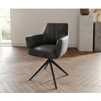 Drehstuhl Xana-Flex mit Armlehnen Mikrofaser Anthrazit Vintage Kreuzgestell breit Schwarz 360 drehbar Taschenfederkern