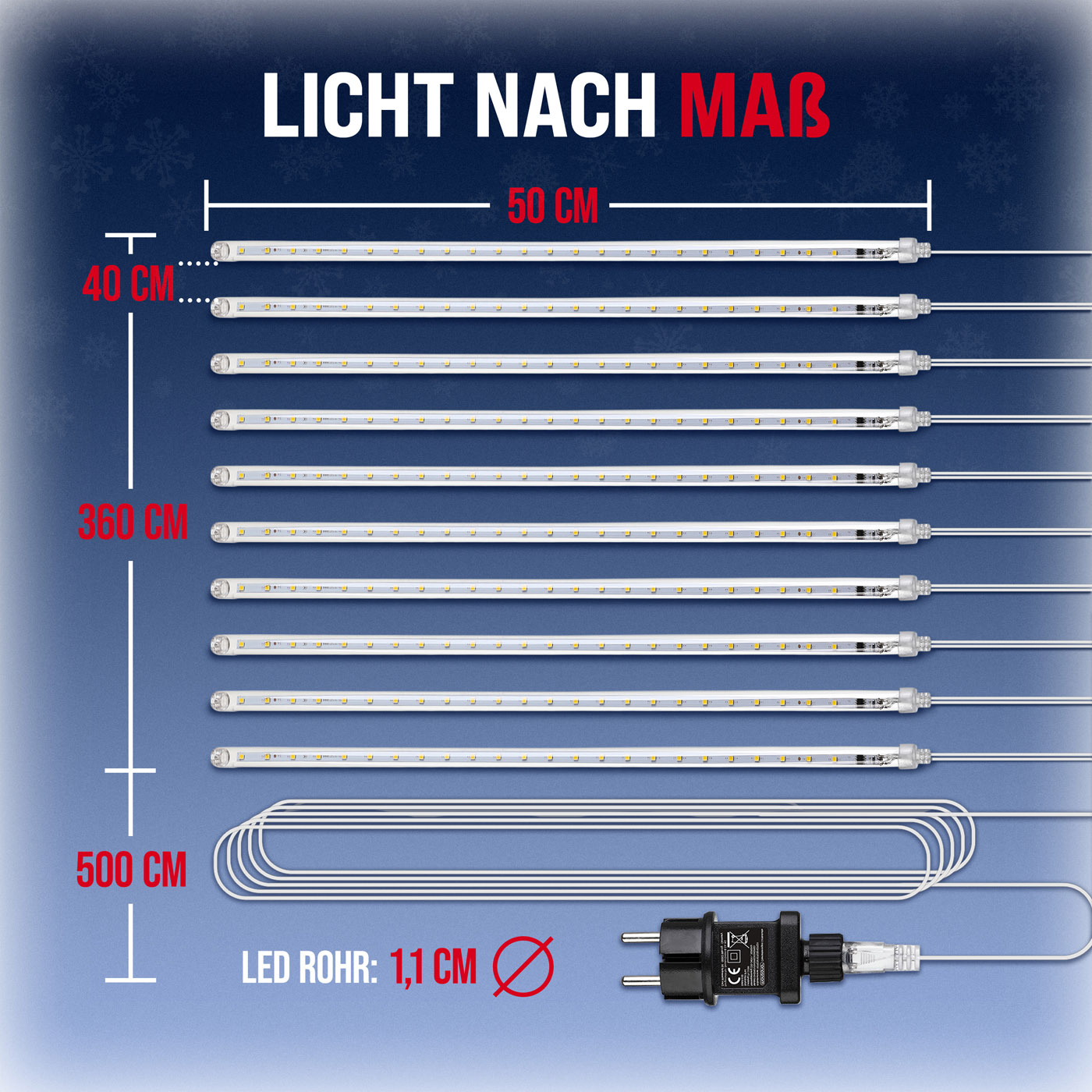 monzana Lichterkette Weihnachten Diamantenregen Warmweiß – Bild 3