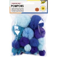 folia Pompons, 30 Stück, TON IN TON MIX Blau – Bild 2