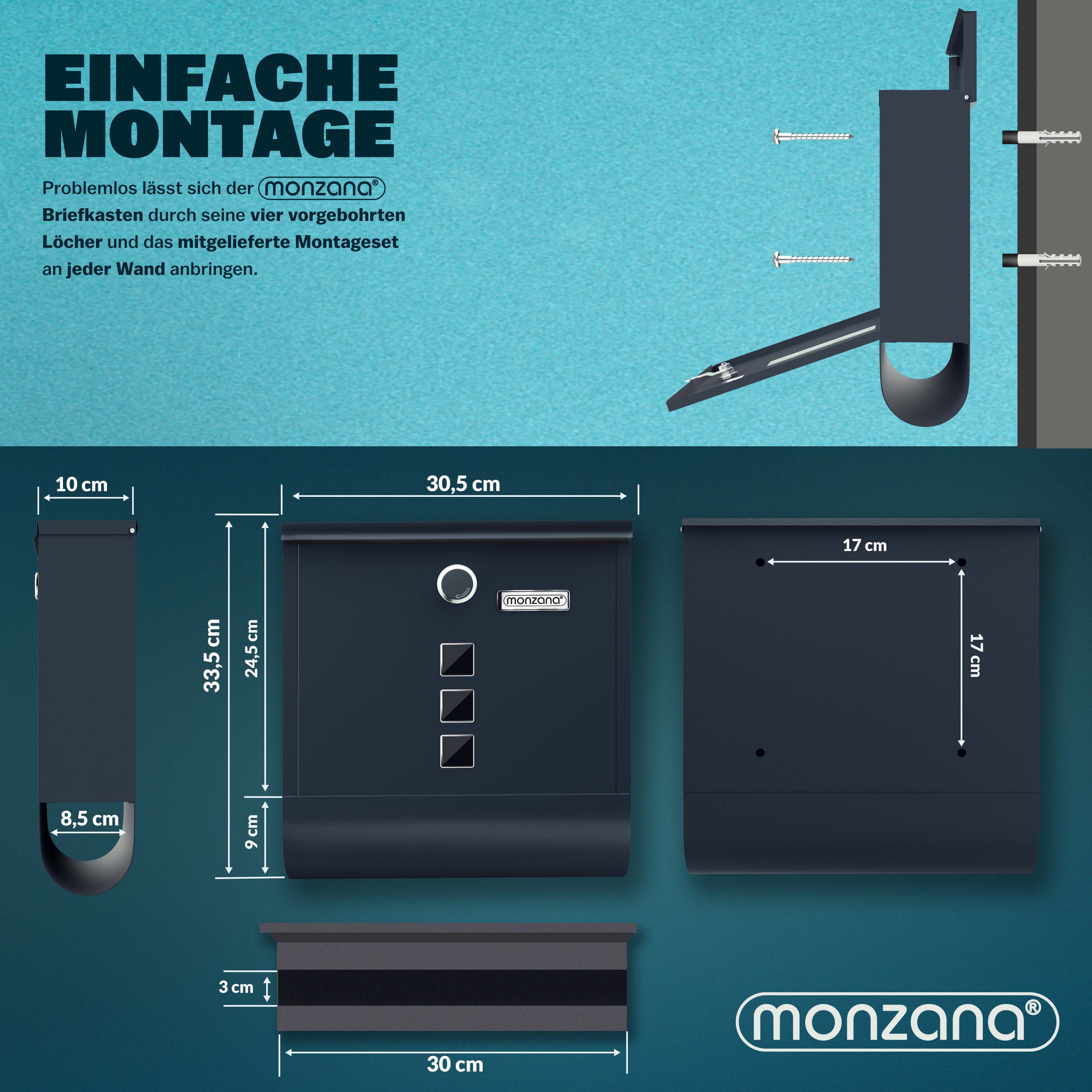 monzana 108099 Briefkasten Anthrazit – Bild 3