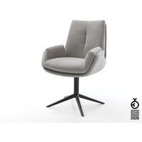 Drehstuhl Clea-Flex Strukturstoff Soft Grau Fußkreuz Schwarz 360 drehbar Wippfunktion