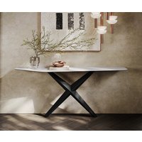 Konsolentisch Edge Polygonal 180x50 cm Keramik Laminam Statuarietto Weiß Zentharo Metall Schwarz