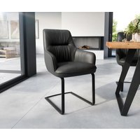 Freischwinger Zelia-Flex mit Armlehnen Echt-Leder Schwarz Freischwinger flach Schwarz Taschenfederkern