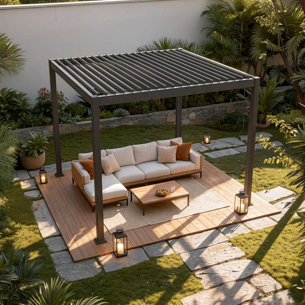 Lamellenpavillon ROVAS Anthrazit 300 x 300 cm – Bild 3