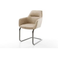 Freischwinger Pejo-Flex Mikrofaser Beige Vintage Freischwinger flach Graphit Taschenfederkern