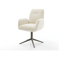 Drehstuhl Zoa-Flex Teddystoff Beige Fußkreuz Effektfinish Titan 360 drehbar Wippfunktion Taschenfederkern