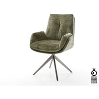 Drehstuhl Clea-Flex Chenille Olive Kreuzgestell breit Graphit 360 drehbar Wippfunktion
