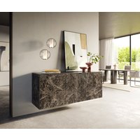 Sideboard Cuor 150 cm Keramik Emperador Extra Lucidato Dunkelbraun 3 Türen Schwebend