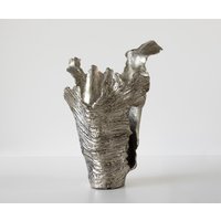Vase Corallo B43 x T24 x H61 cm Aluminium Platin Handgemacht