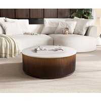 Couchtisch Fiorano 90x90 cm Marmor Weiß Metall Gold Ombre