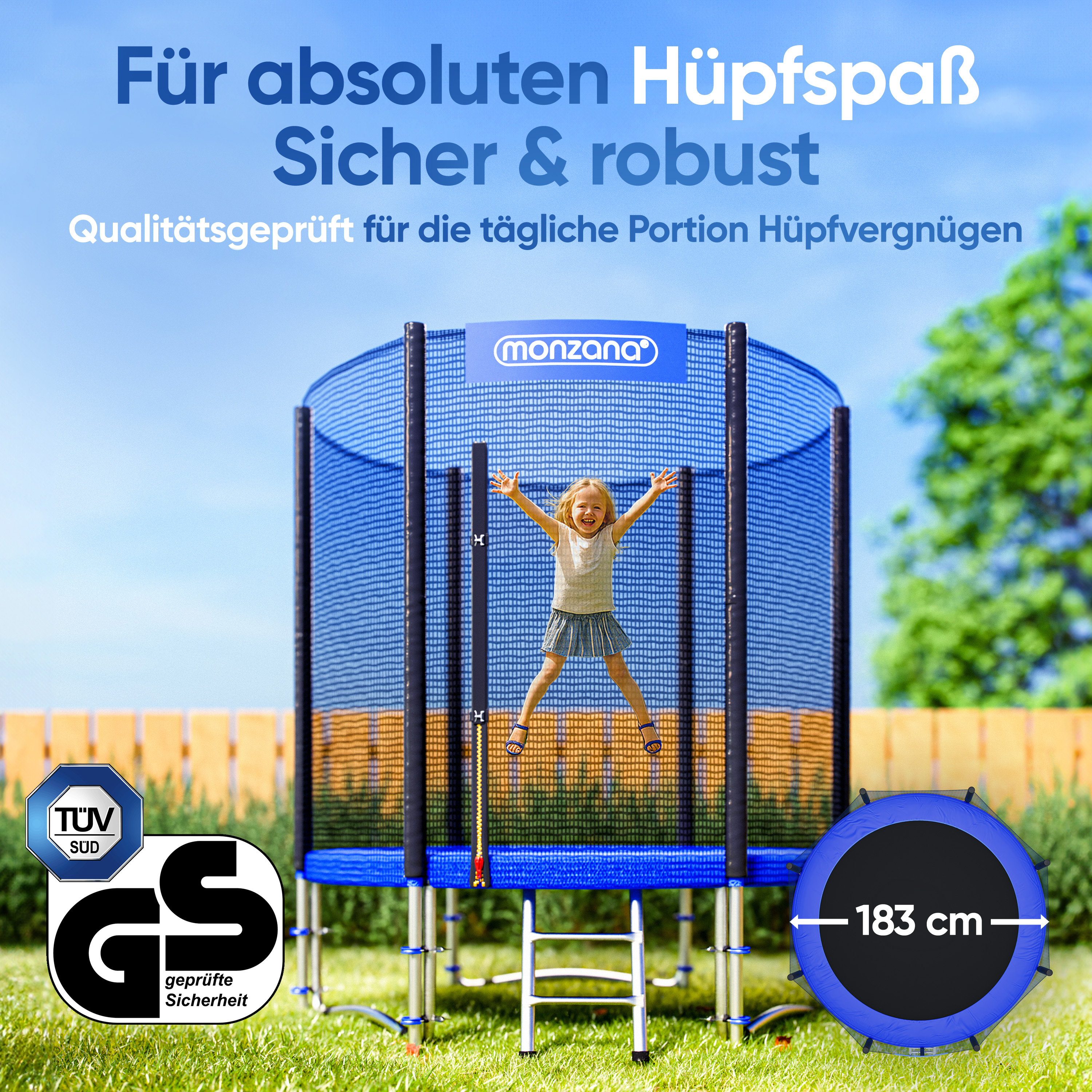 monzana Trampolin Ø183 cm inkl Sicherheitsnetz TÜV Rheinland GS – Bild 3