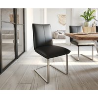 Freischwinger Lelio-Flex Echt-Leder Schwarz Freischwinger flach Edelstahl Taschenfederkern