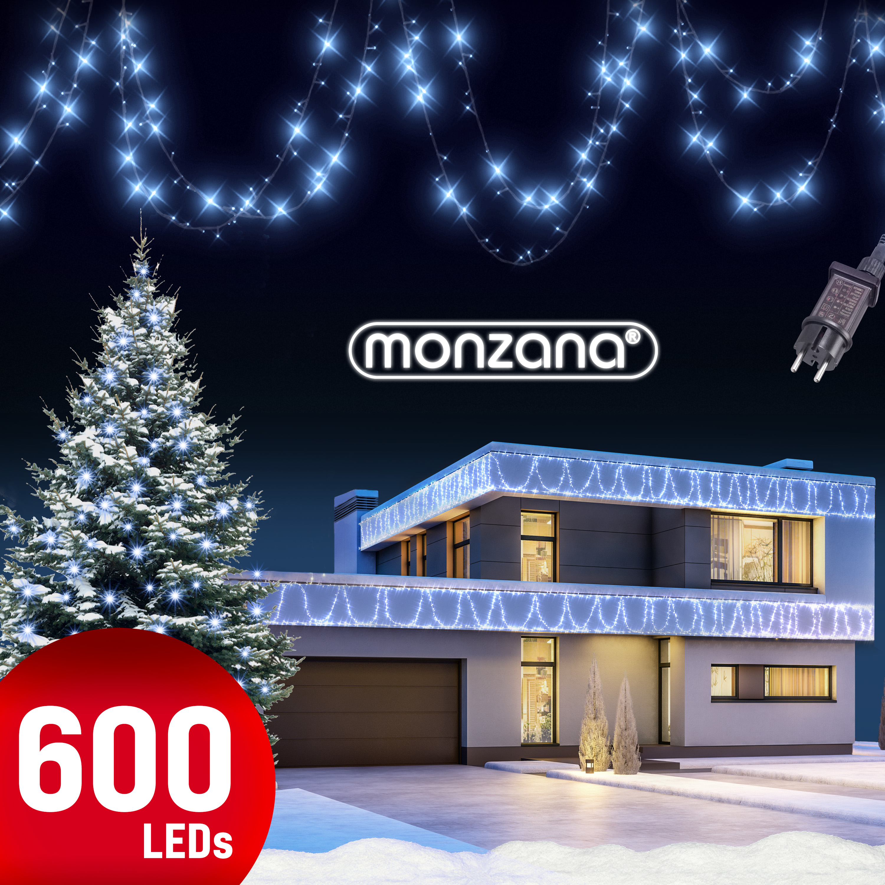 monzana Lichterkette Weihnachten Kaltweiß 60m – Bild 3
