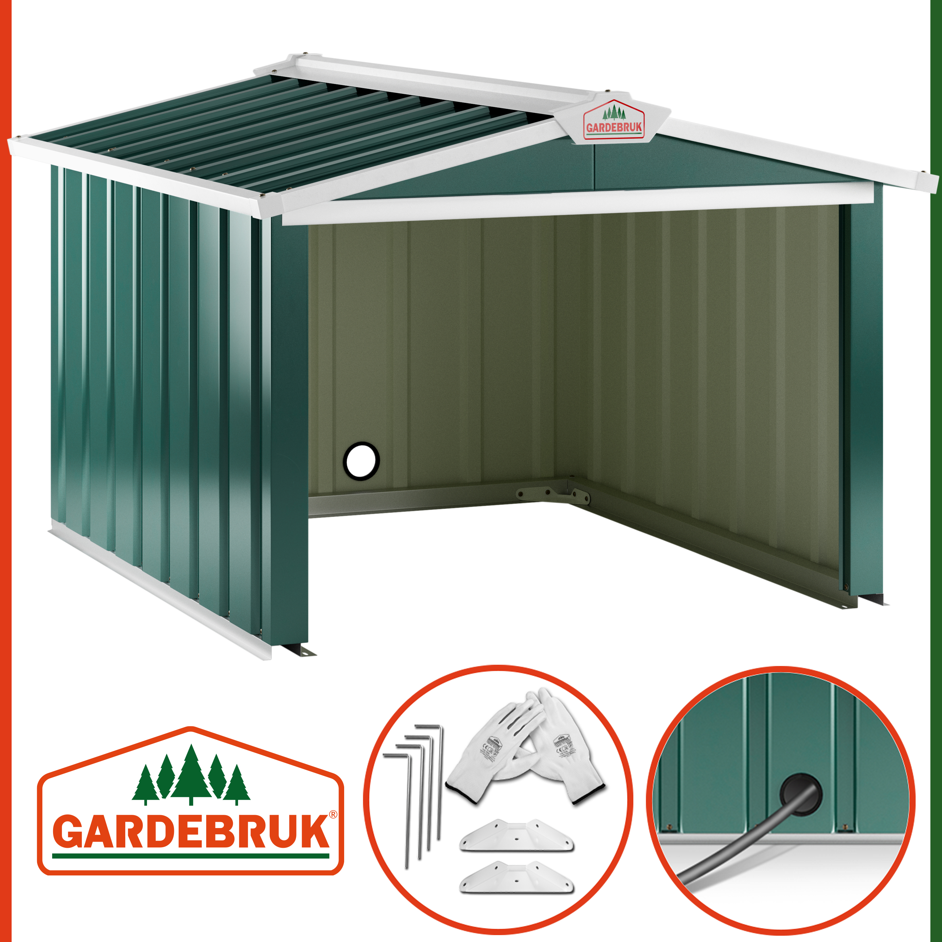 Gardebruk Mähroboter Garage Grün Metall 86x100x63cm – Bild 2