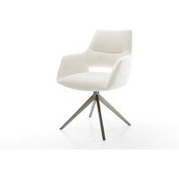 Drehstuhl Yago-Flex mit Armlehnen Bouclé Soft Beige Kreuzgestell breit Graphit 360 drehbar Wippfunktion Taschenfederkern