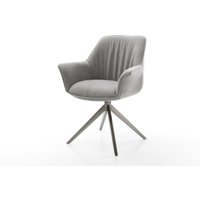 Drehstuhl Keila-Flex mit Armlehnen Strukturstoff Soft Grau Kreuzgestell breit Graphit 360 drehbar Wippfunktion