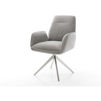 Drehstuhl Zoa-Flex Strukturstoff Soft Grau Kreuzgestell breit Edelstahl 360 drehbar Wippfunktion Taschenfederkern