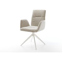 Drehstuhl Vinja-Flex Webstoff Soft Beige Kreuzgestell breit Weiß 360 drehbar Wippfunktion