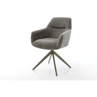 Drehstuhl Pejo-Flex Bouclé Soft Schlamm Kreuzgestell breit Effektfinish Titan 360 drehbar Wippfunktion Taschenfederkern