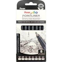 PentelArts Permanent Fineliner Pointliner, 8er Set